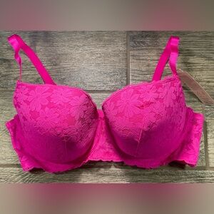 New Nobo, No Boundaries Lace Balconette Bra Size 40D Electric Pink
